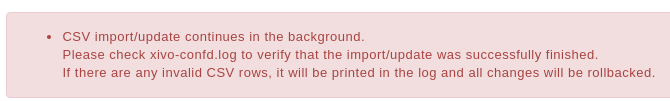 Import/Update timeout message